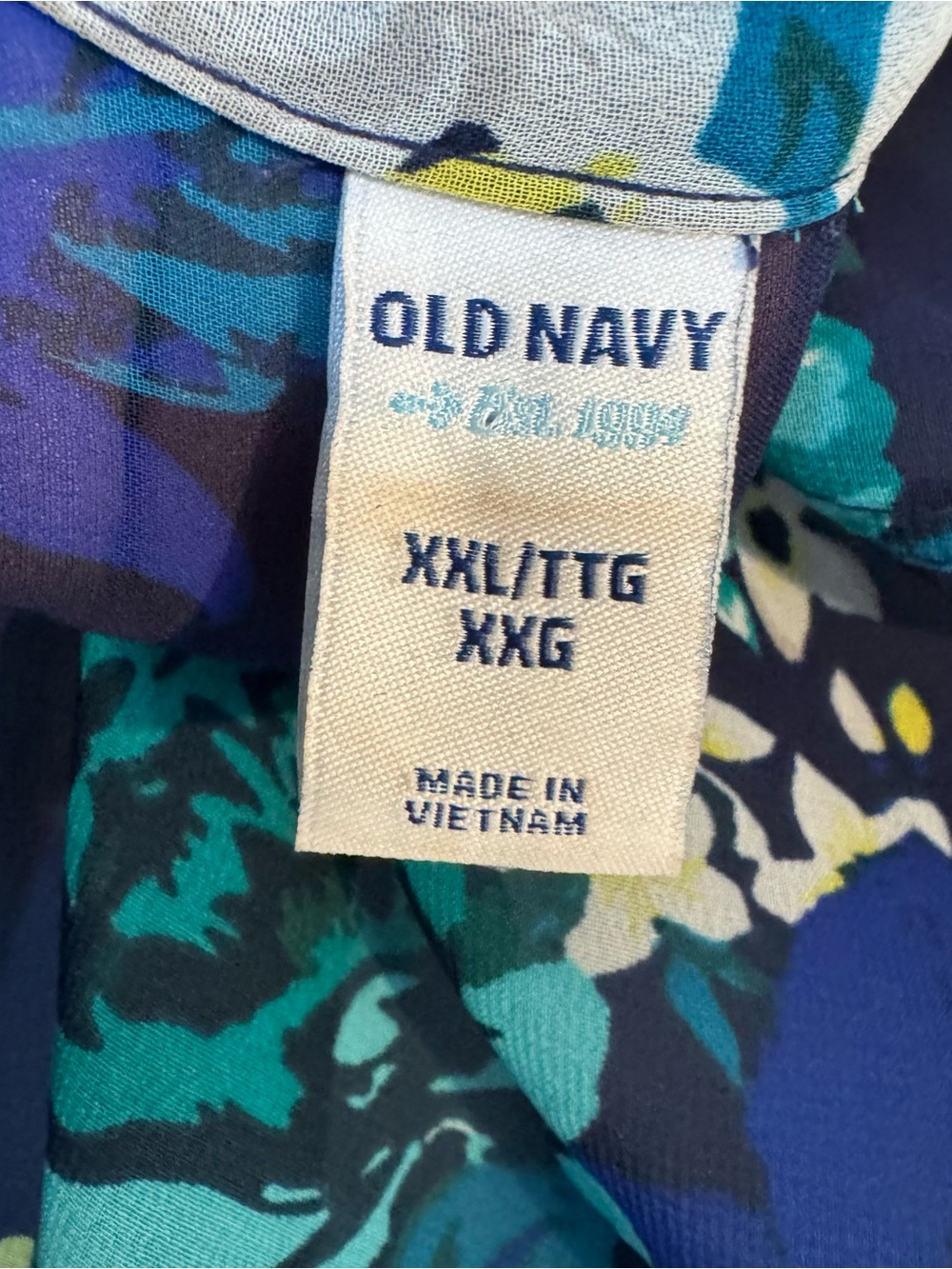 Old Navy Navy Floral Sheer Button-Up Blouse  PLUS: 2X    #N - Picture 8 of 8